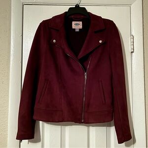Old Navy Like New burgundy suede moto jacket, size S